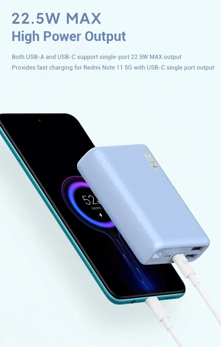ZMI Mini 22.5W 10000mAh Power Bank PD3.0 Two-way Fast Charging For iPhone 12 and more - Blue